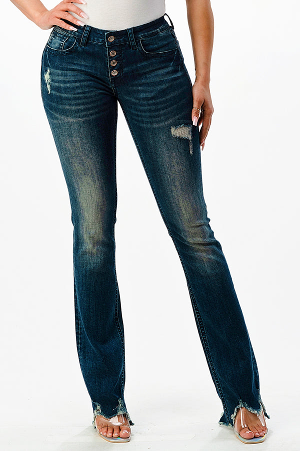 Button-Fly Basic Mid Rise Bootcut Jeans