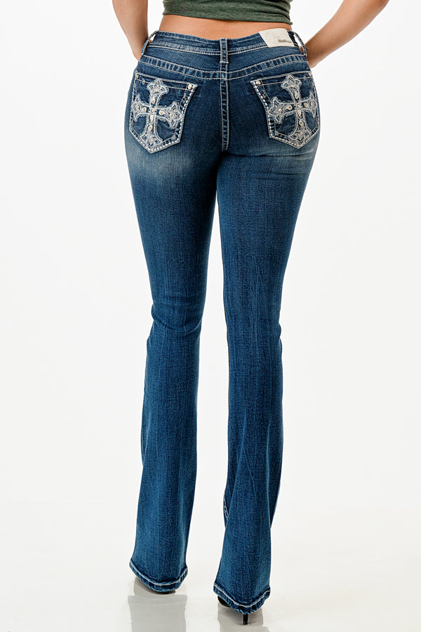 Cross Embellished Jeans