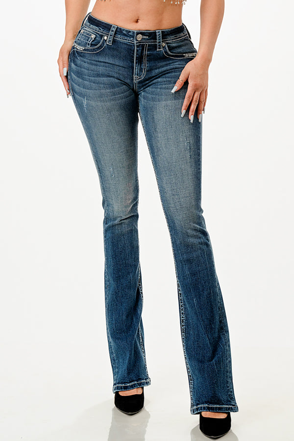 Wing Modify Embellishment Mid Rise Bootcut Jeans