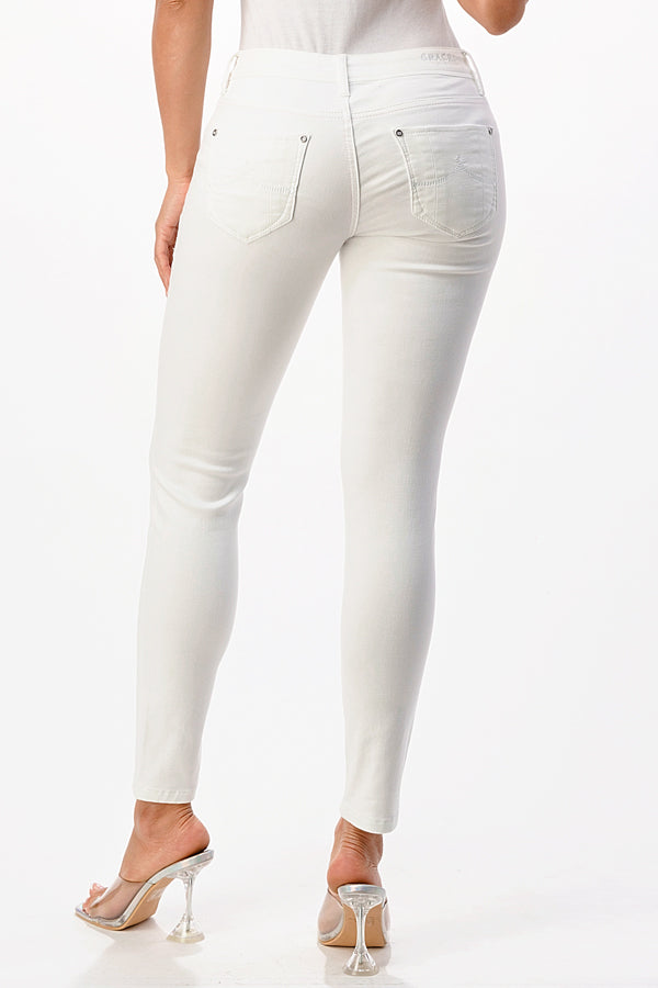 Basic White Soft Denim Mid Rise Skinny Jeans