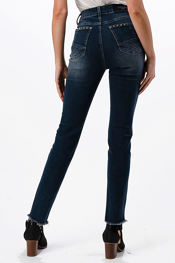 Studs Detail High Waisted Skinny Jeans